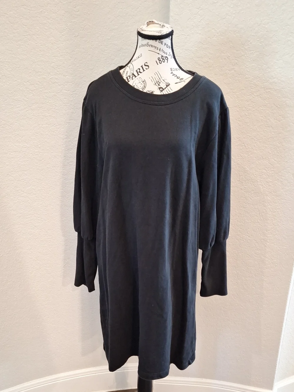 J. Crew Long Sleeve Black Cotton Sweatshirt Dress Size Medium